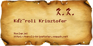 Károli Krisztofer névjegykártya